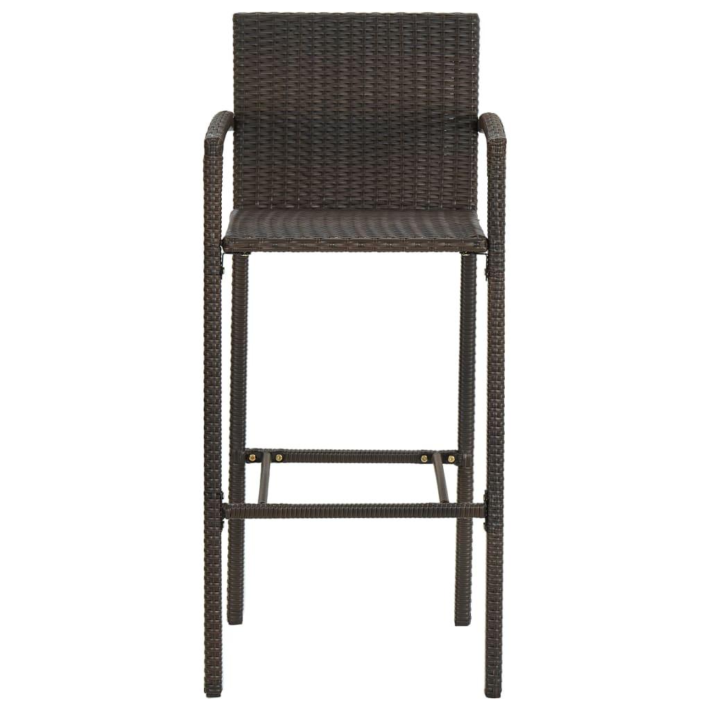 3 Piece Garden Bar Set Poly Rattan Brown