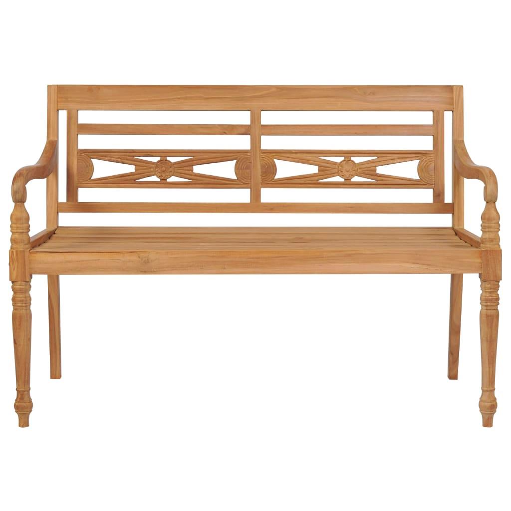 Batavia Bench with Cream Cushion 120 cm Solid Teak Wood