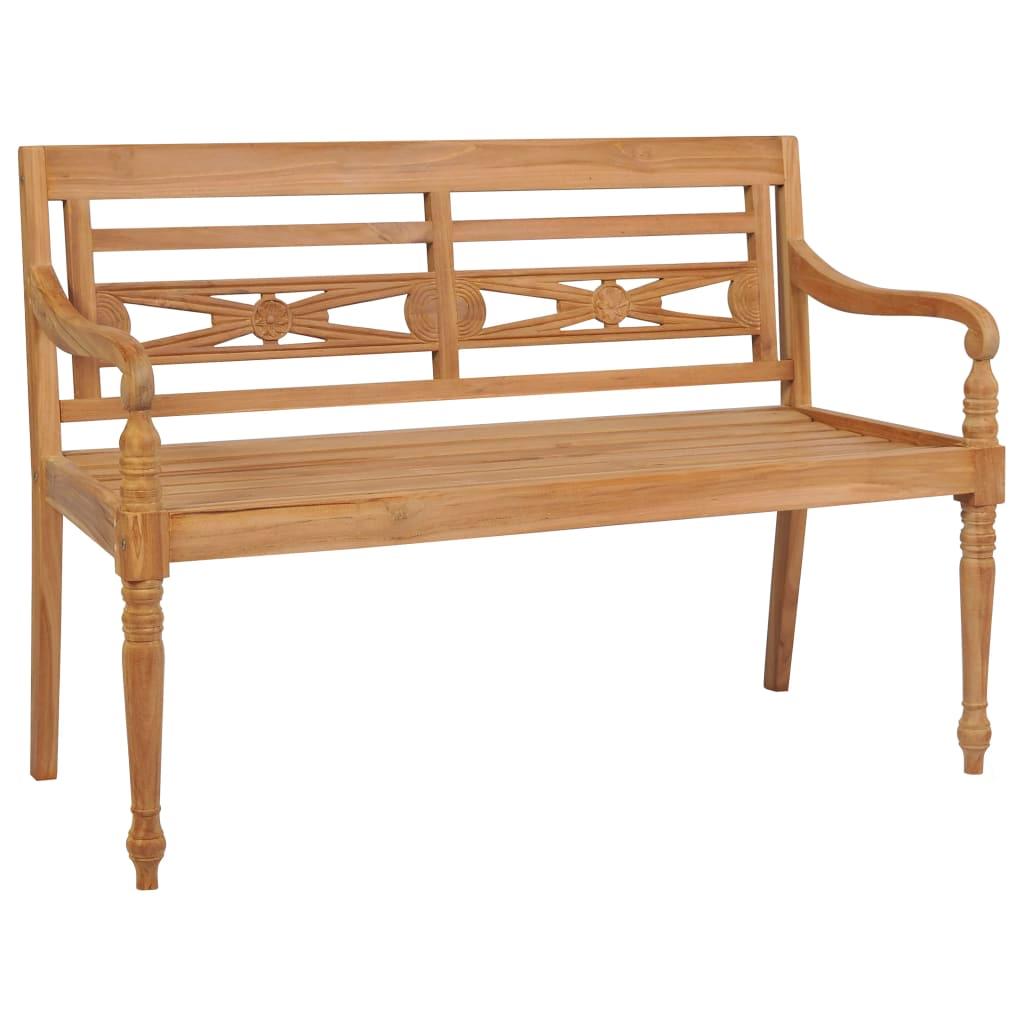 Batavia Bench with Red Cushion 120 cm Solid Teak Wood