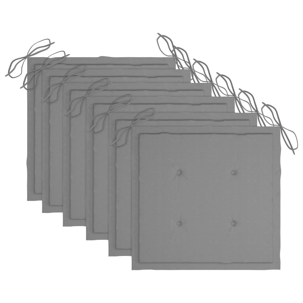 Folding Outdoor Chairs 6 pcs with Cushions Solid Acacia Wood