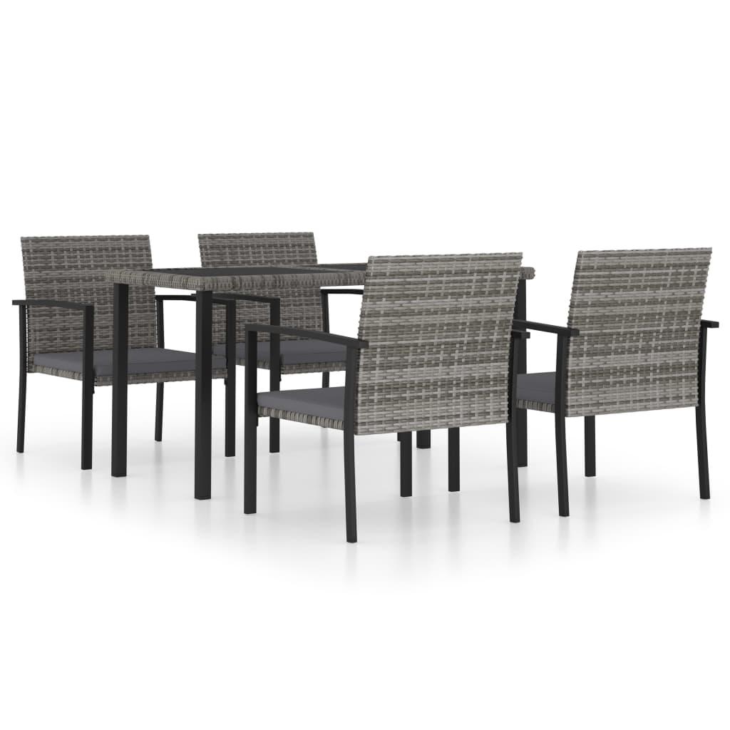 5 Piece Garden Dining Set Poly Rattan Grey