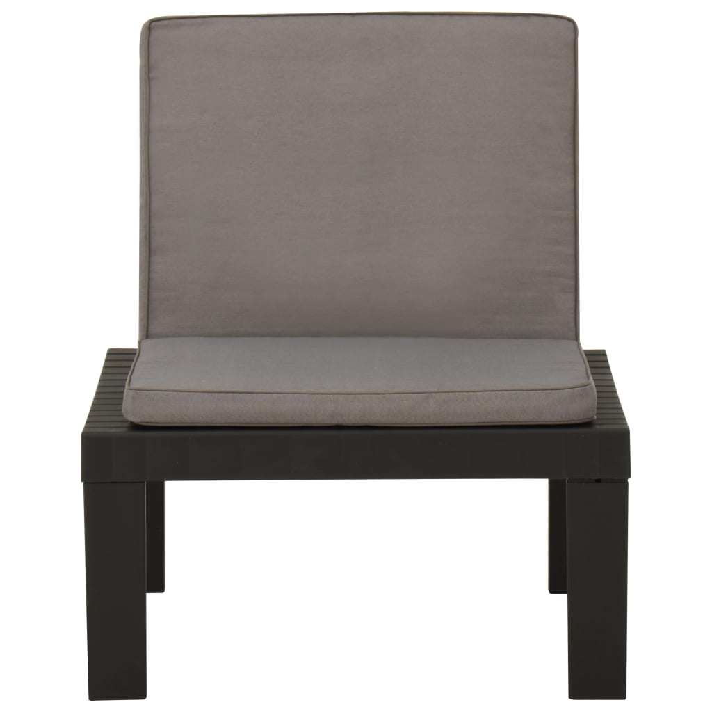 Garden Lounge Chair with Cushion Plastic Grey