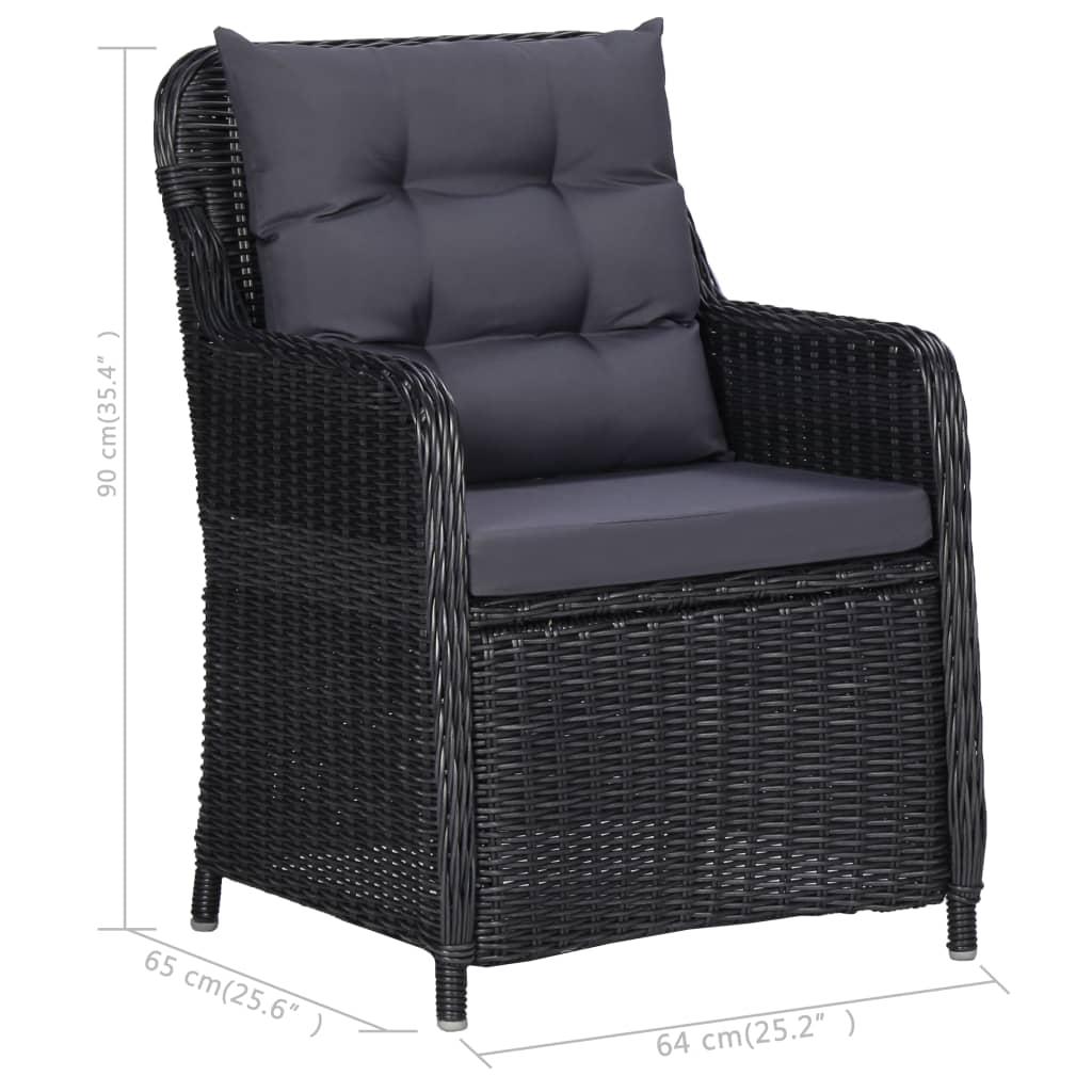 3 Piece Garden Dining Set Black