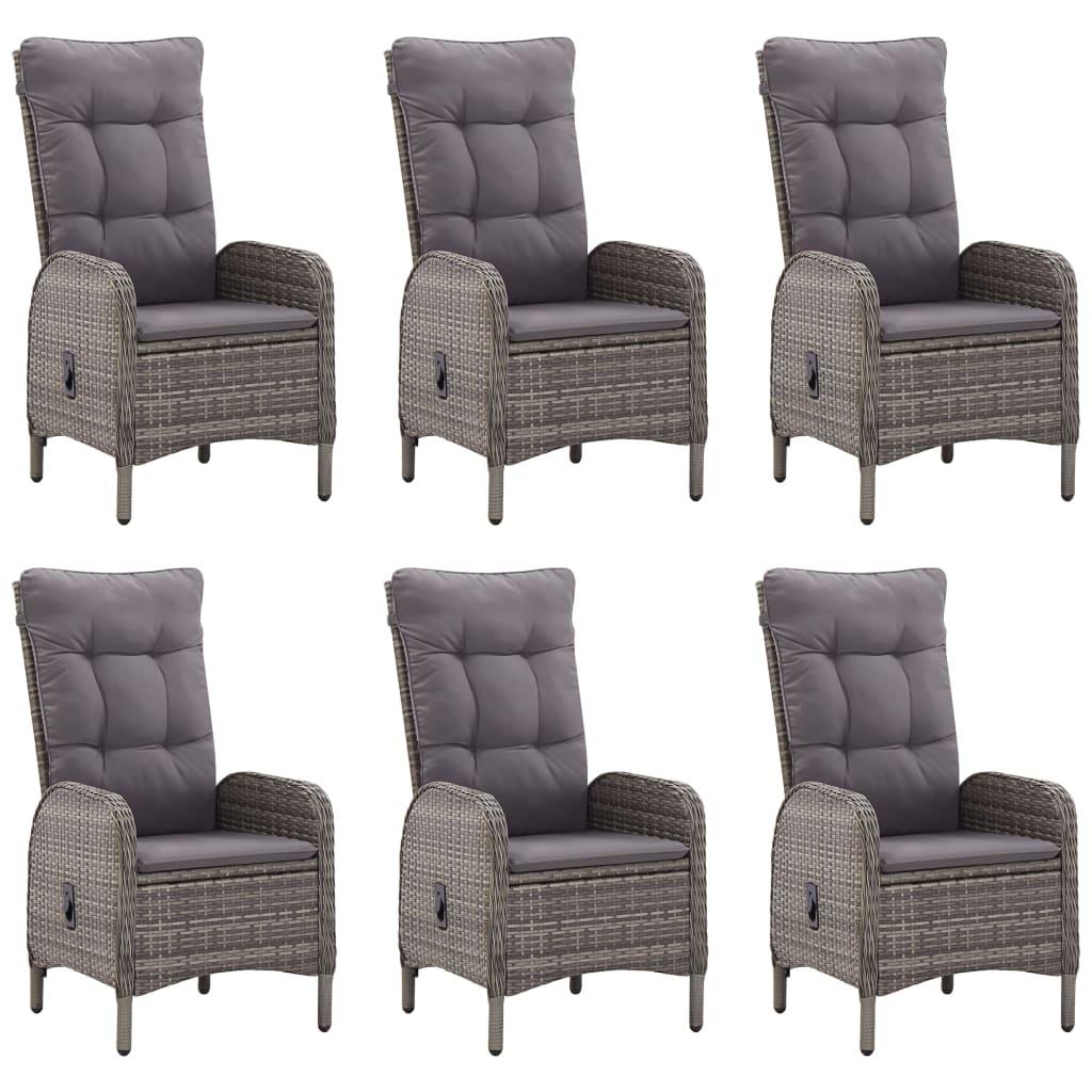 7 Piece Garden Dining Set Grey