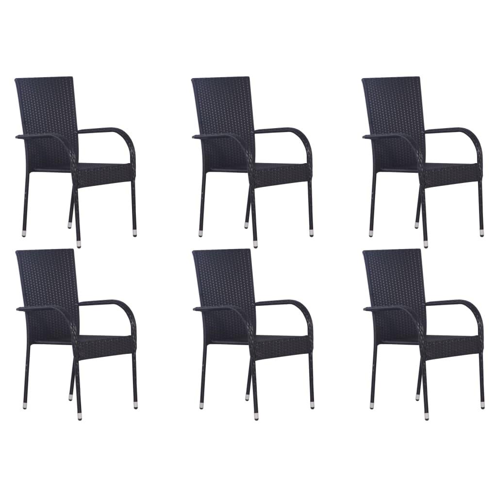 7 Piece Garden Dining Set Black