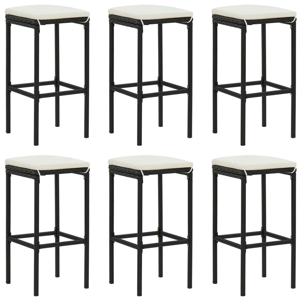 7 Piece Garden Bar Set with Cushions Black