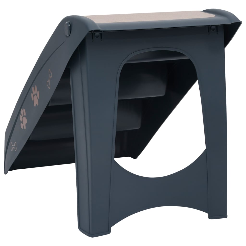 Folding 4-Step Dog Stairs Dark Grey