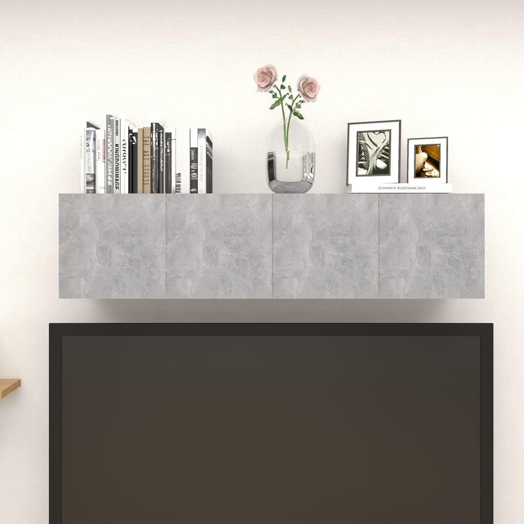 Wall Mounted TV Cabinets 4 pcs Concrete Grey 30.5x30x30 cm