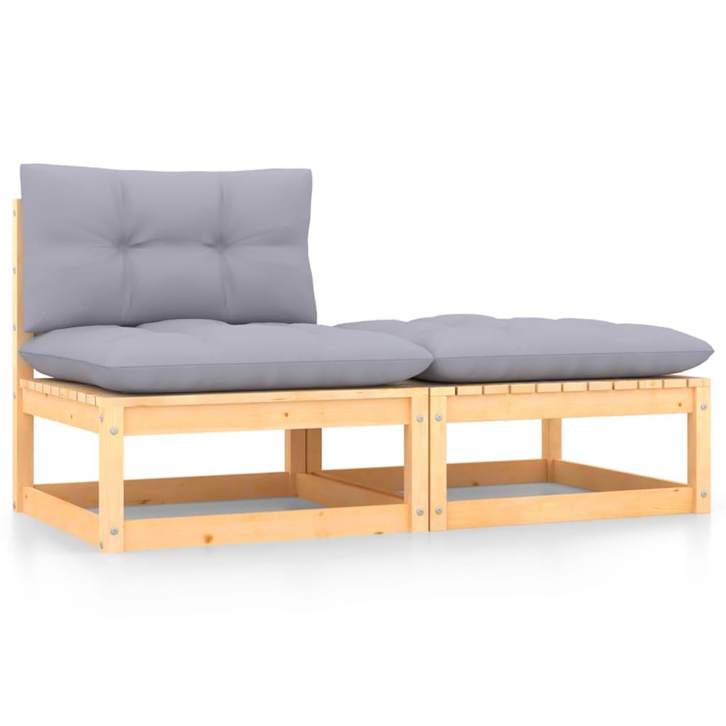 2 Piece Garden Lounge Set with Cushions Solid Pinewood