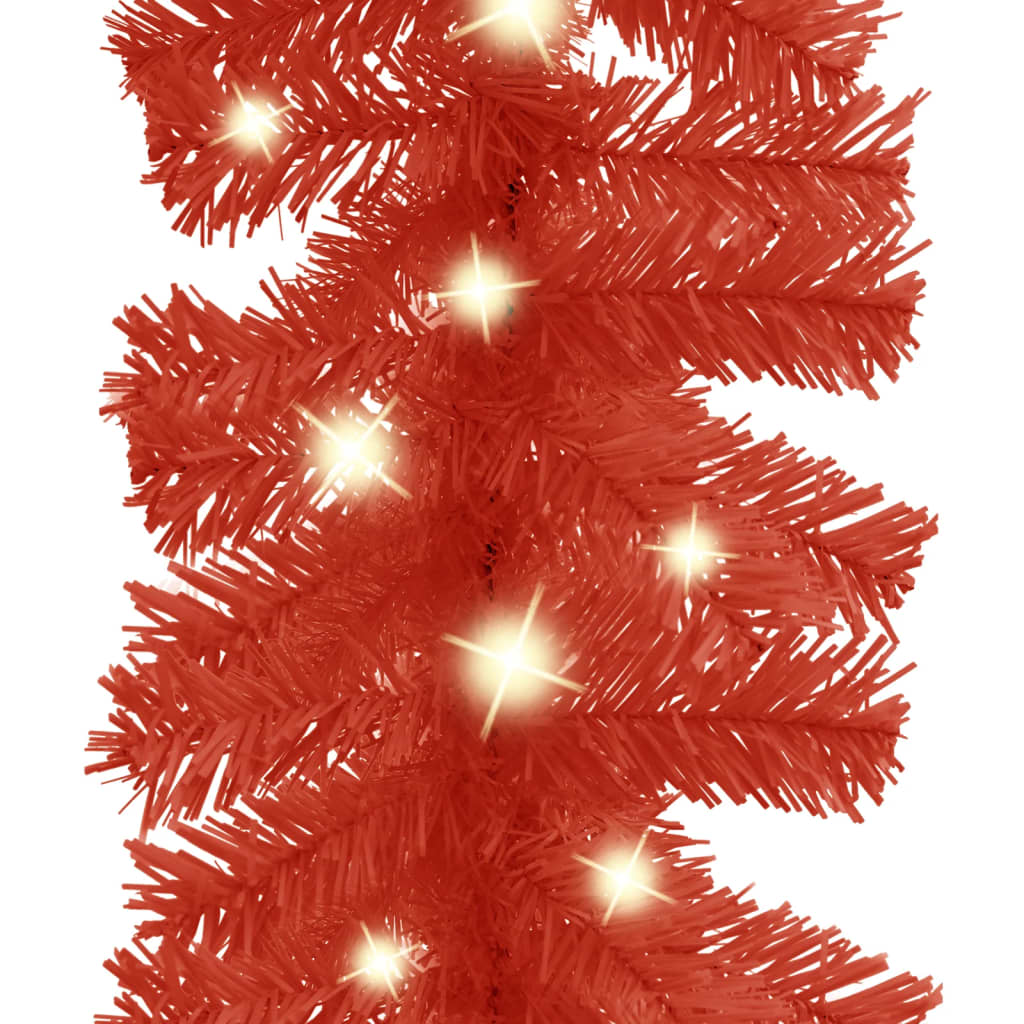 Christmas Garland with LED Lights 20 m Red