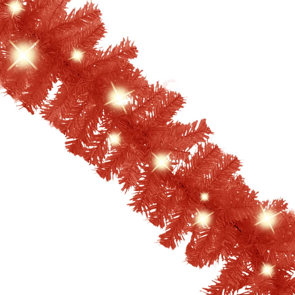 Christmas Garland with LED Lights 20 m Red