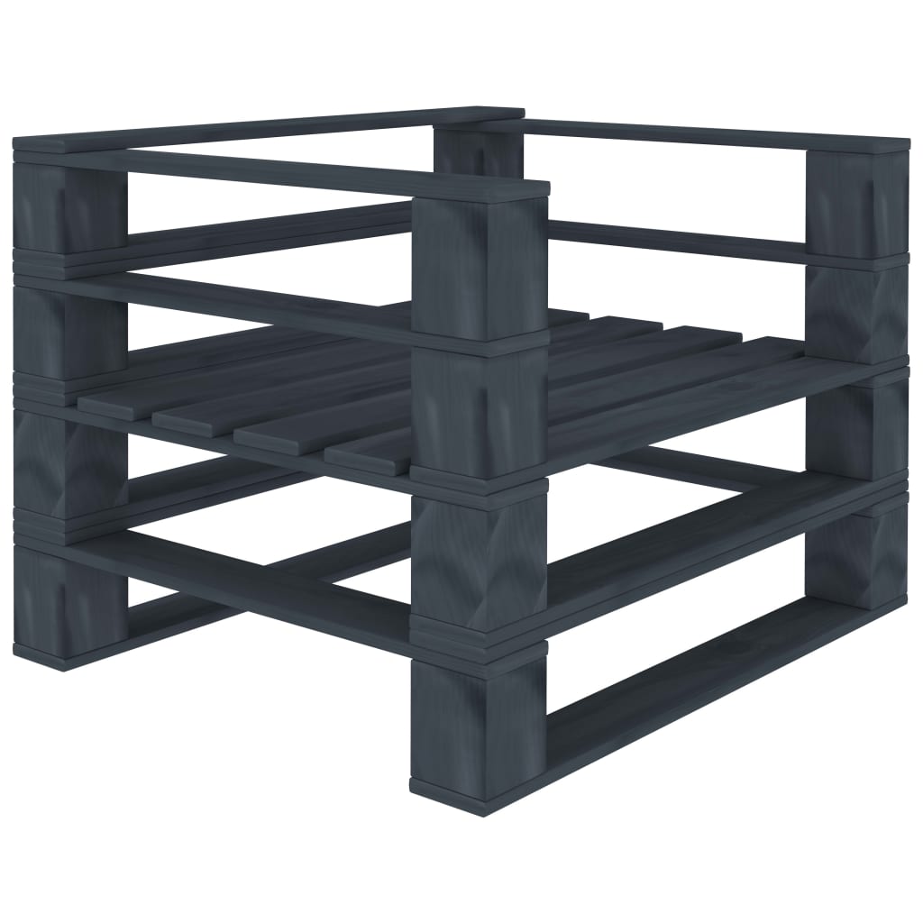 7 Piece Garden Pallet Lounge Set Wood Grey