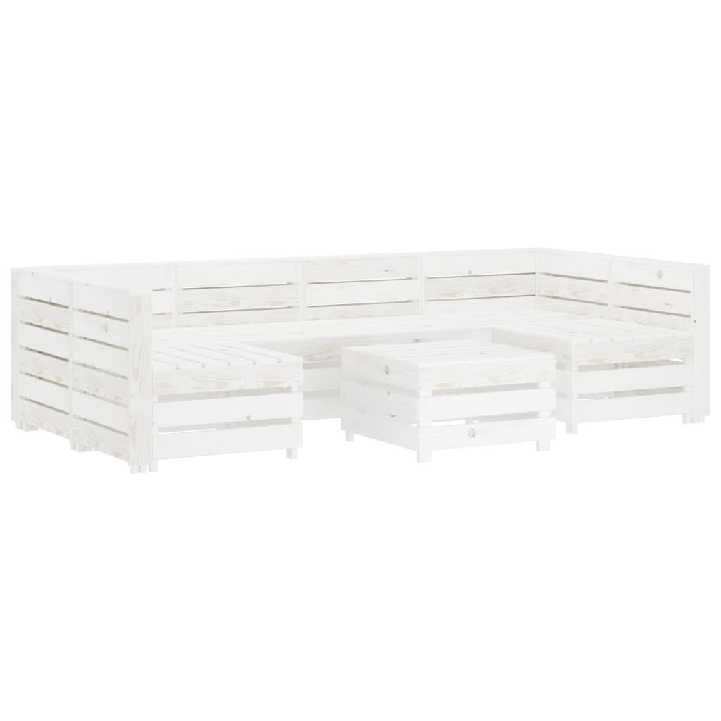 7 Piece Garden Lounge Set Pallets Wood White