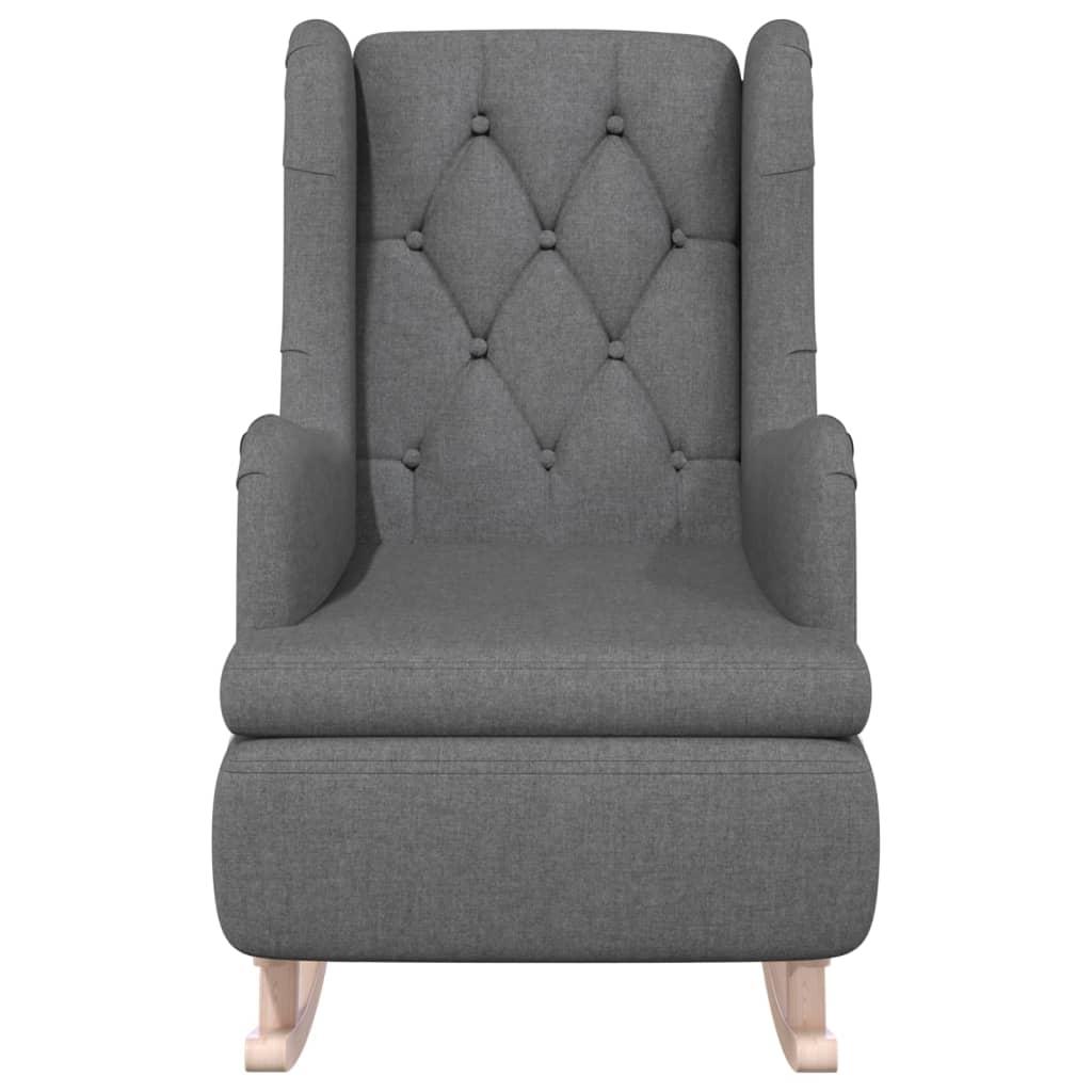 Armchair with Solid Rubber Wood Rocking Legs Light Grey Fabric