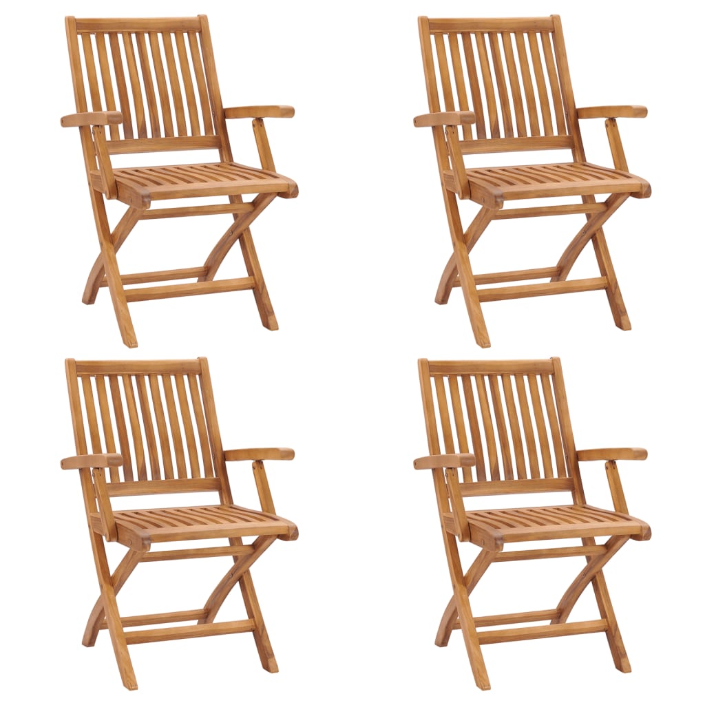 Folding Garden Chairs 4 pcs Solid Teak Wood
