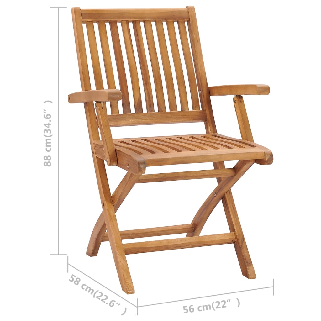 Folding Garden Chairs with Cushions 4 pcs Solid Teak Wood