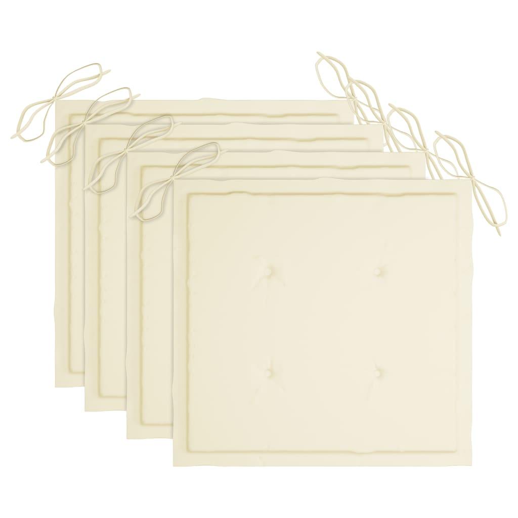 Stackable Garden Chairs with Cushions 4 pcs Solid Teak Wood