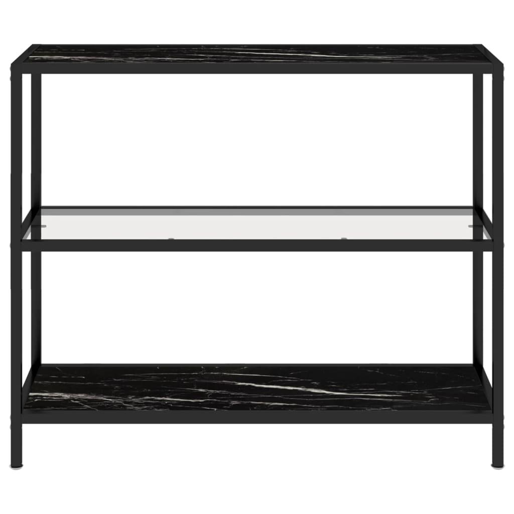 Console Table Transparent and Black Marble 100x36x90 cm Tempered Glass