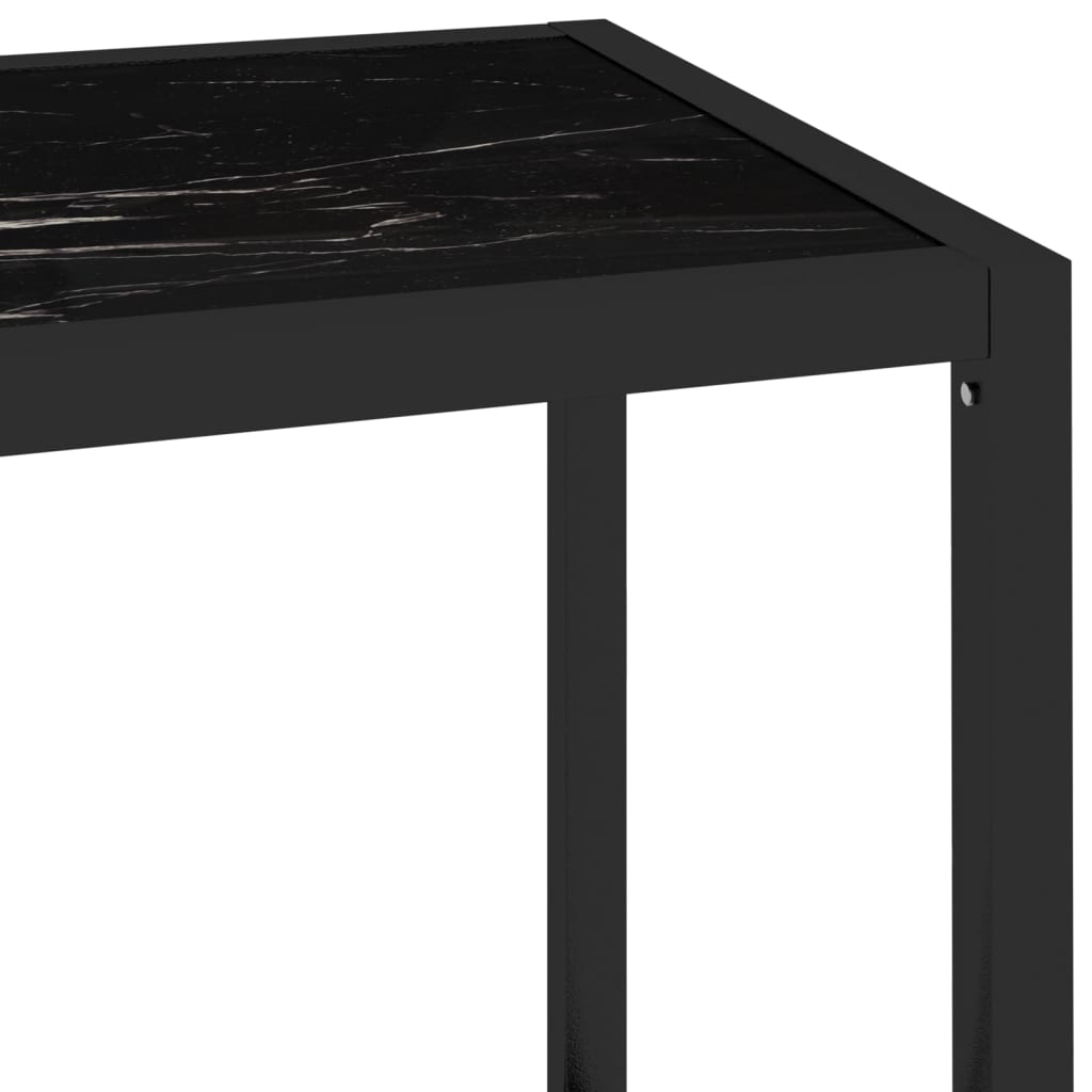Console Table Transparent and Black Marble 100x36x90 cm Tempered Glass