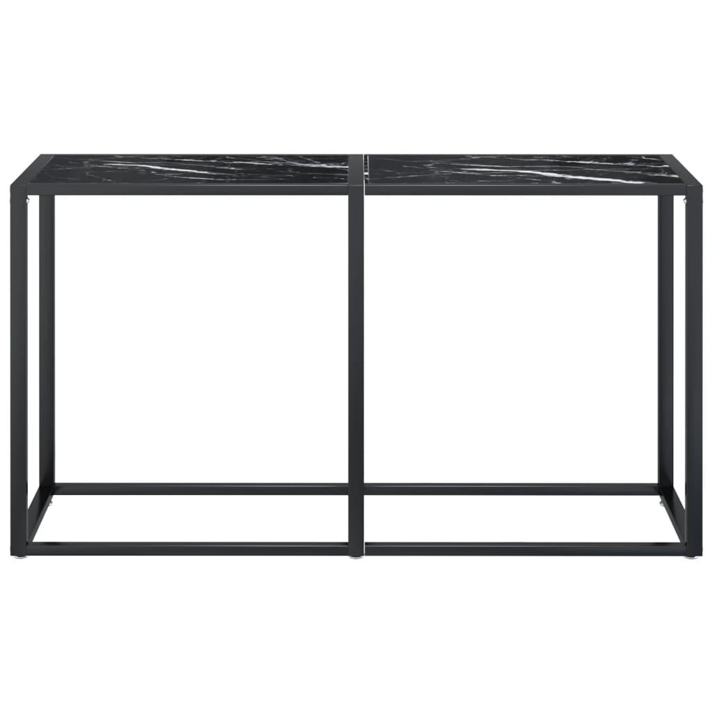 Console Table Black Marble 140x35x75.5cm Tempered Glass