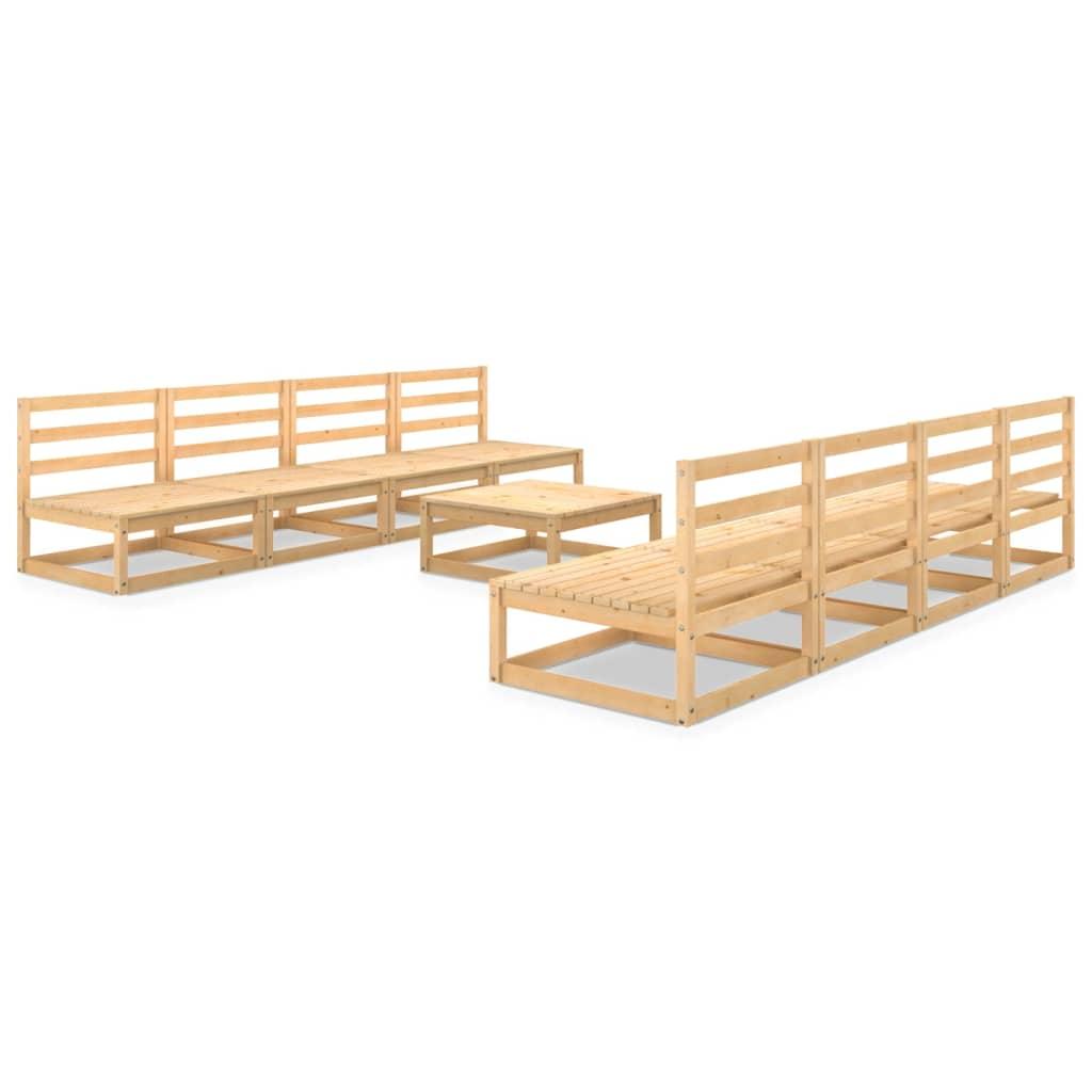 9 Piece Garden Lounge Set Solid Pinewood