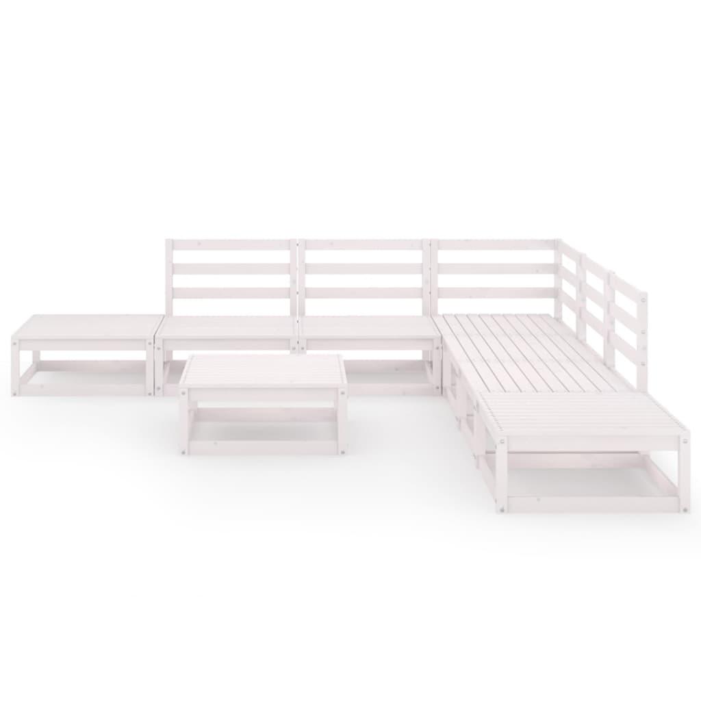 8 Piece Garden Lounge Set White Solid Pinewood