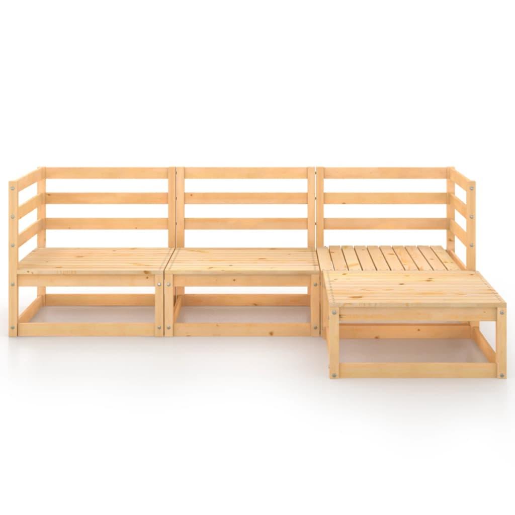 4 Piece Garden Lounge Set Solid Pinewood