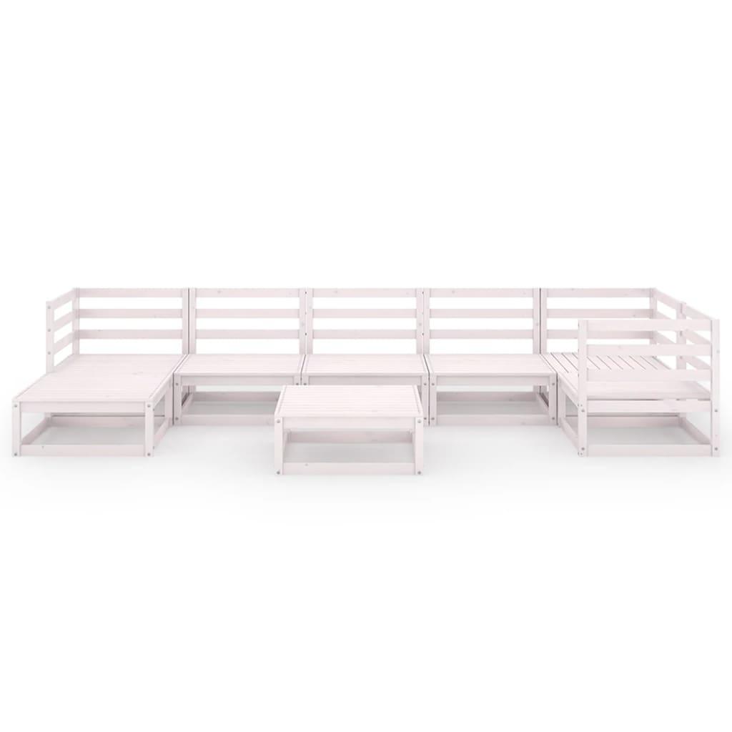 8 Piece Garden Lounge Set White Solid Pinewood