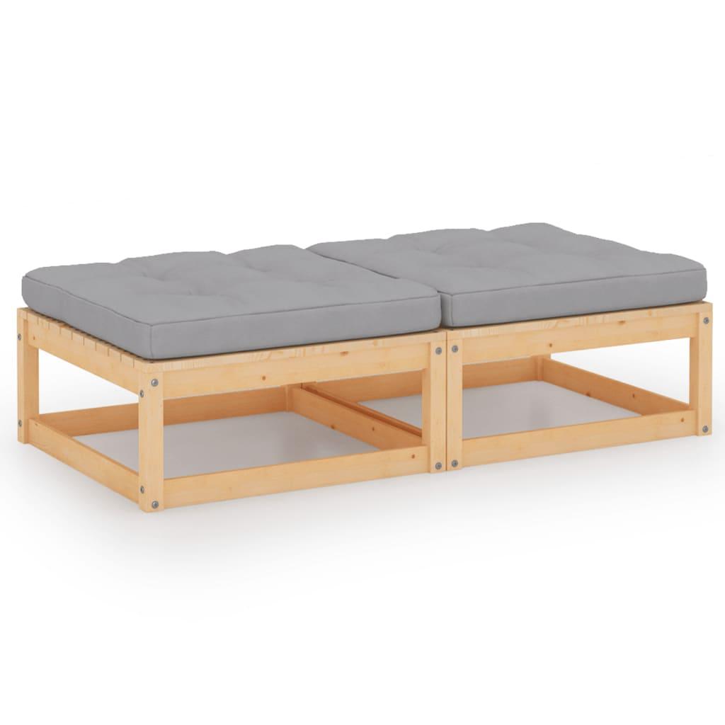 Garden Footstools with Cushions 2 pcs Solid Pinewood