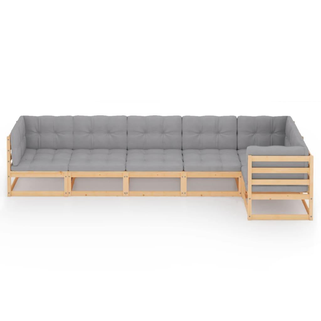 6 Piece Garden Lounge Set with Cushions Solid Pinewood