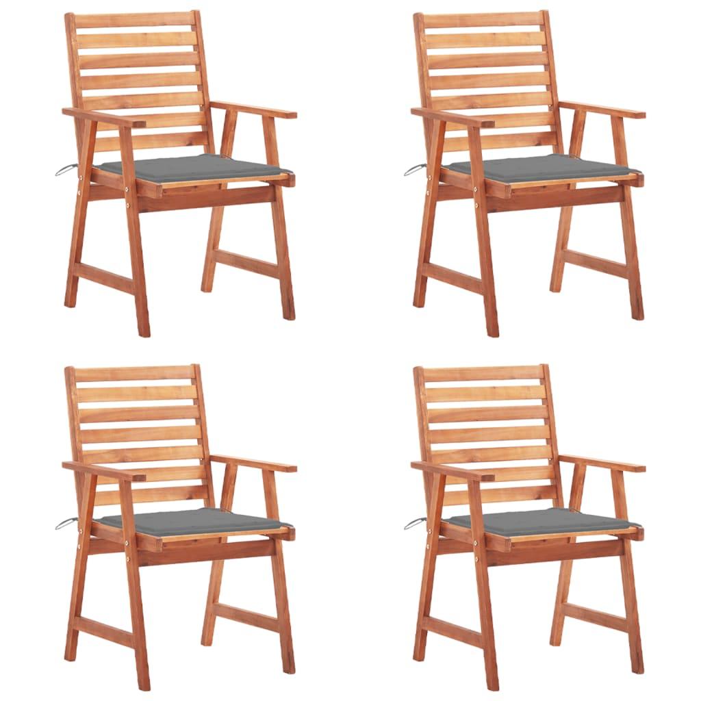 Outdoor Dining Chairs 4 pcs with Cushions Solid Acacia Wood