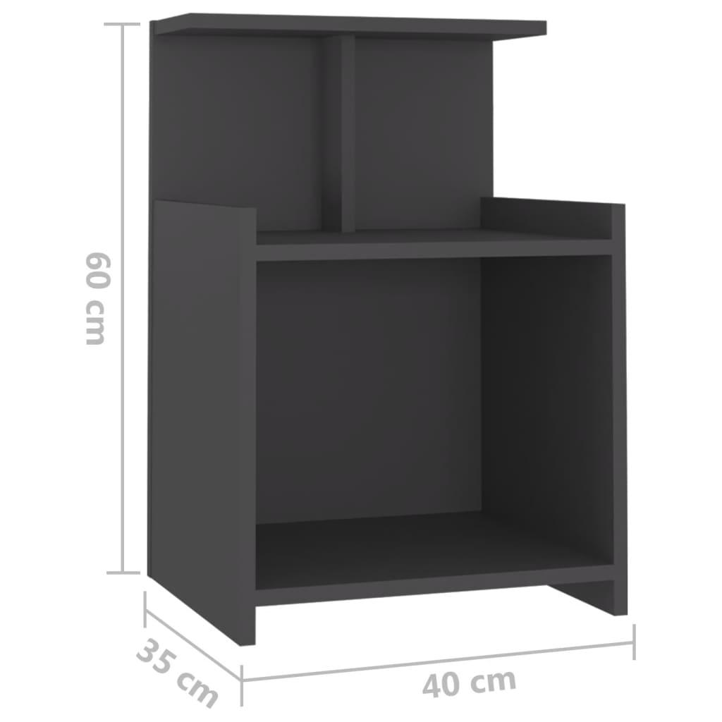 Bed Cabinet Grey 40x35x60 cm Engineered Wood