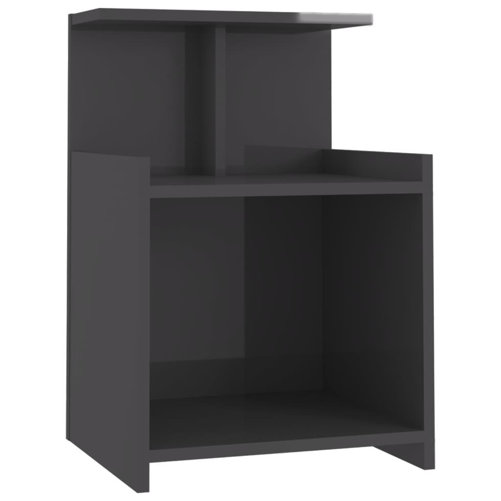 Bed Cabinets 2 pcs High Gloss Grey 40x35x60 cm Engineered Wood