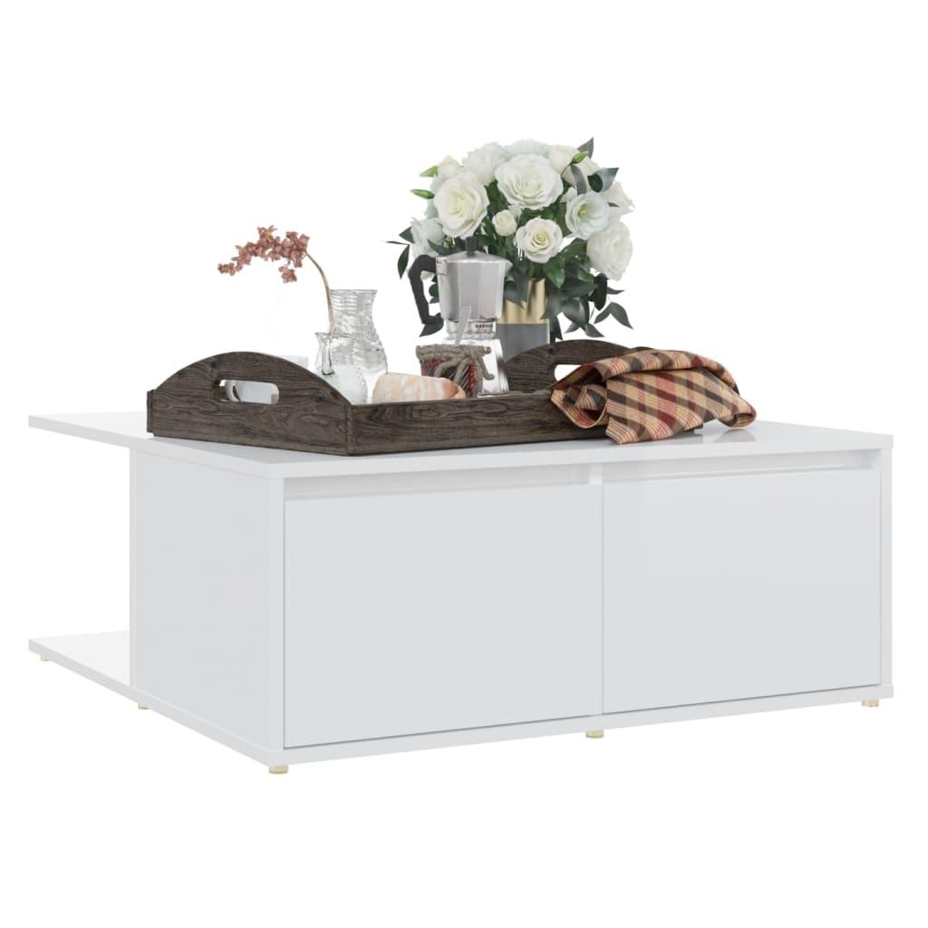 Coffee Table High Gloss White 80x80x31 cm Engineered Wood
