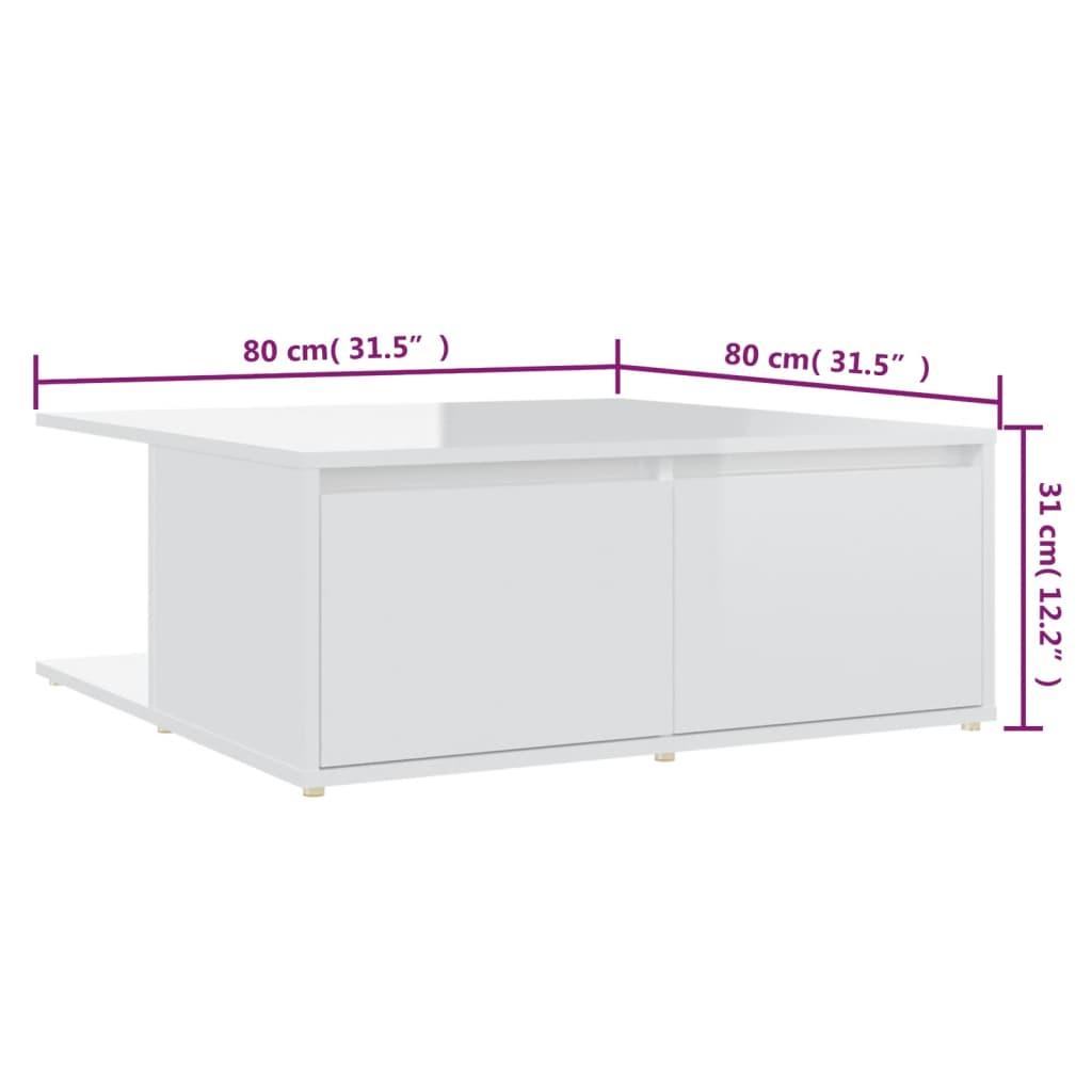 Coffee Table High Gloss White 80x80x31 cm Engineered Wood