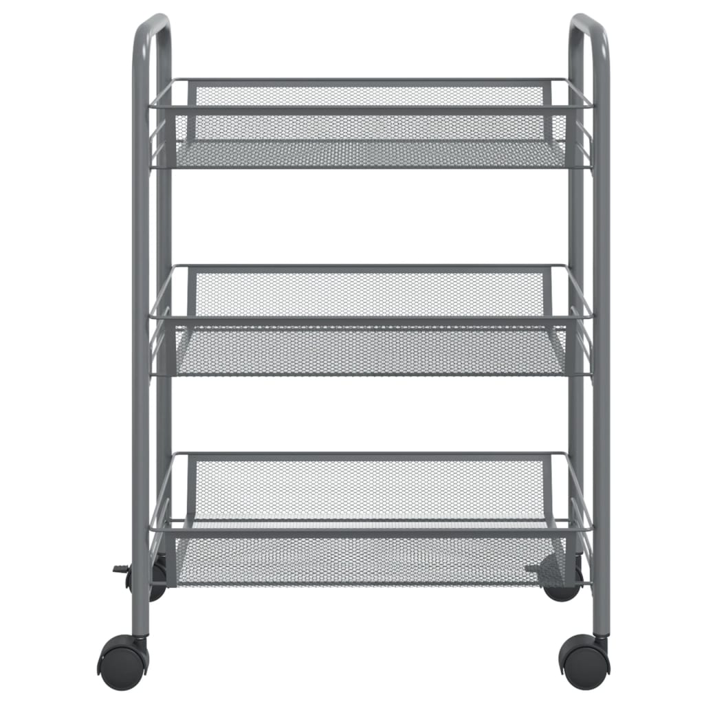 3-Tier Kitchen Trolley Grey 46x26x64 cm Iron