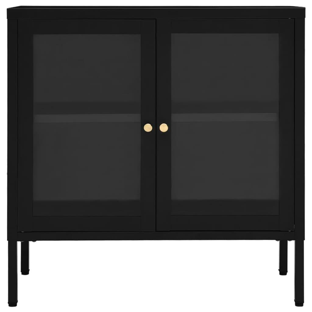 Sideboard Black 70x35x70 cm Steel and Glass