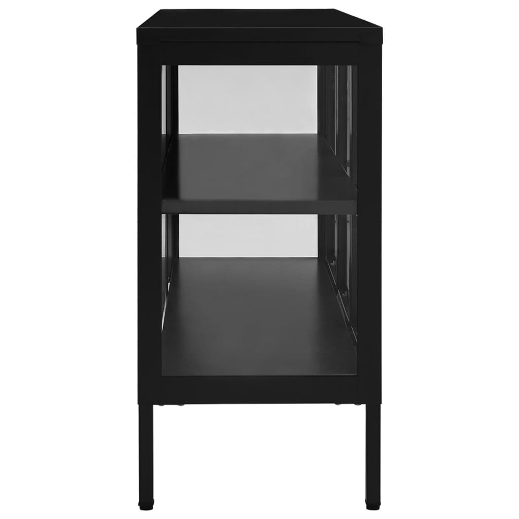 Sideboard Black 105x35x70 cm Steel and Glass