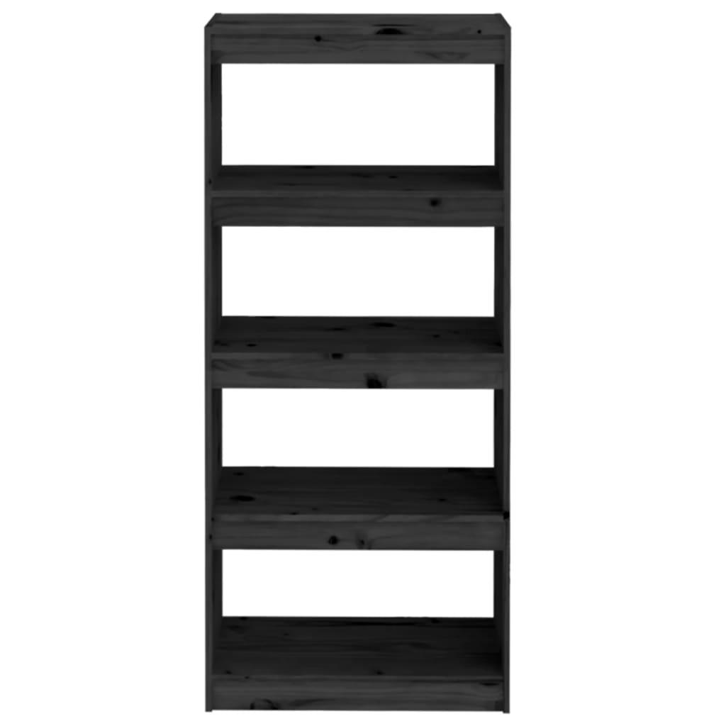 Book Cabinet/Room Divider Black 60x30x135.5 cm Solid Wood Pine