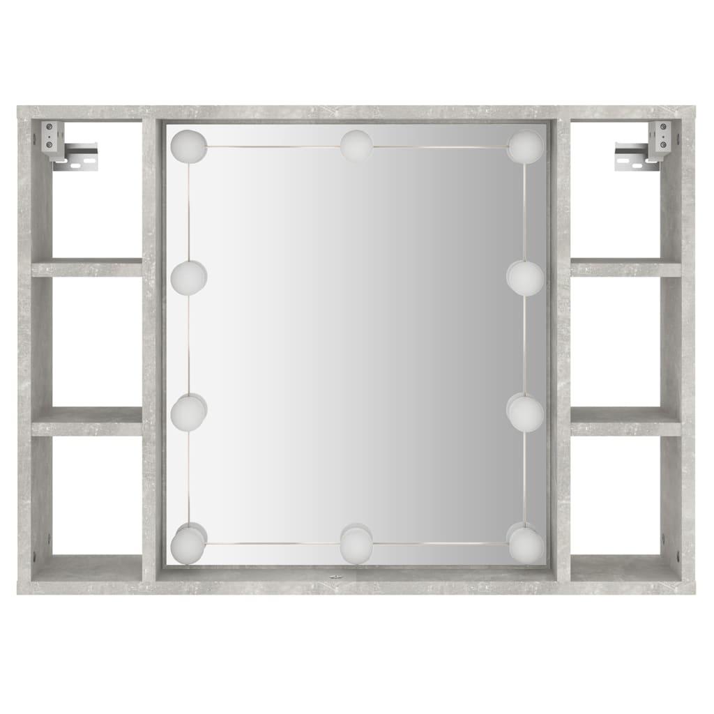 Mirror Cabinet with LED Concrete Grey 76x15x55 cm