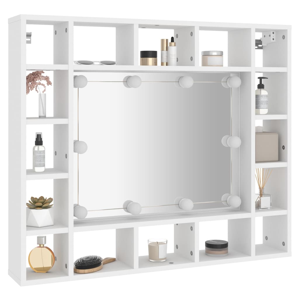 Mirror Cabinet with LED White 91x15x76.5 cm