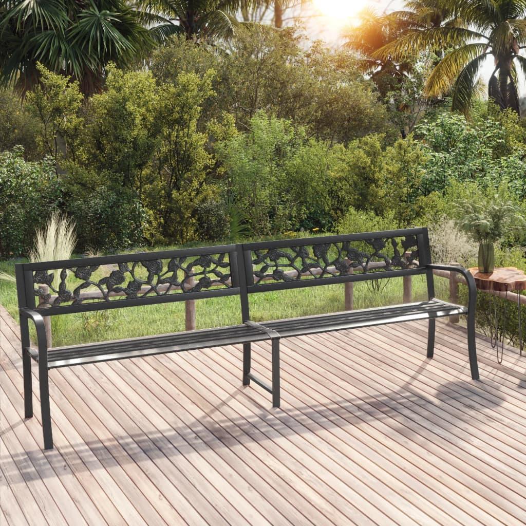 Twin Garden Bench 246 cm Black Steel