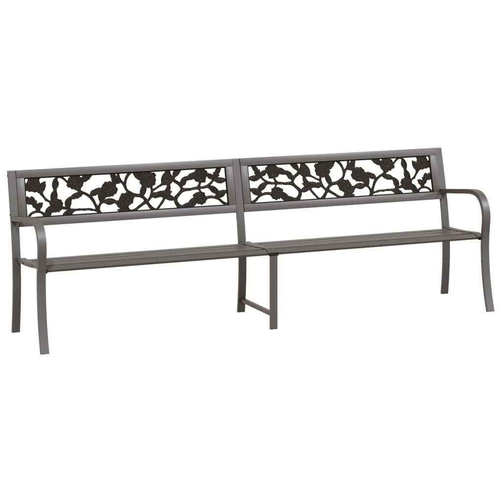 Twin Garden Bench 246 cm Grey Steel