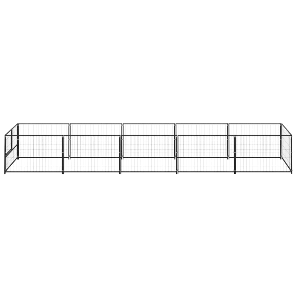 Dog Kennel Black 5 m² Steel