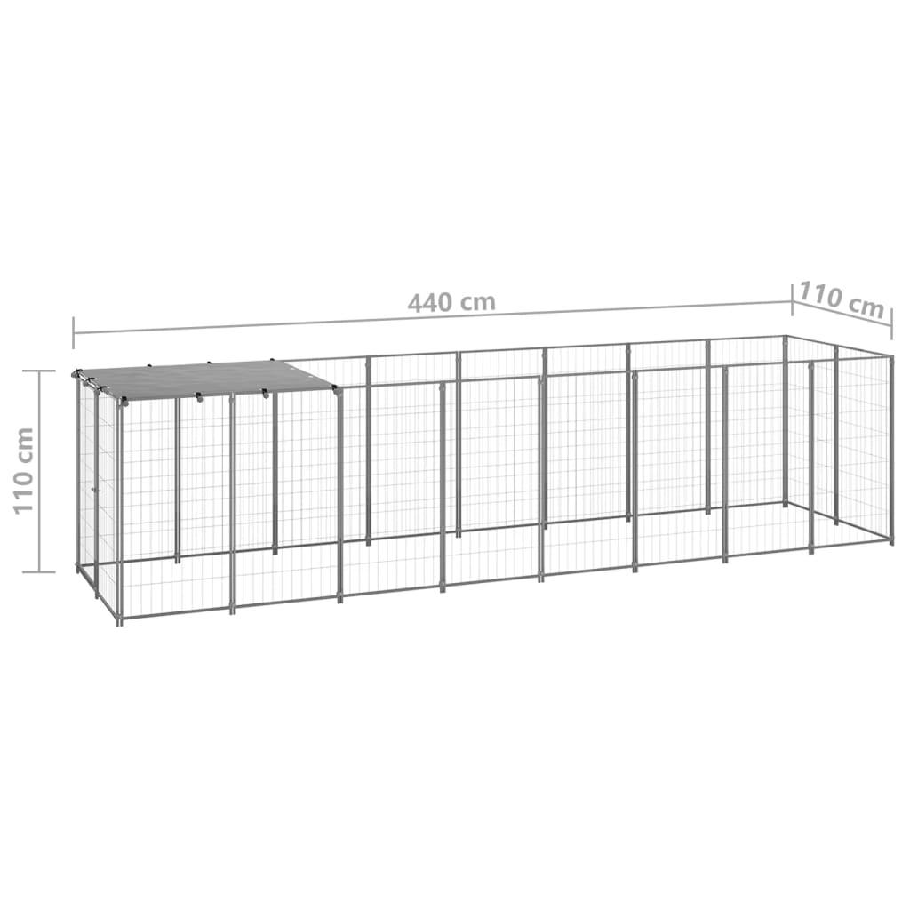 Dog Kennel Silver 4.84 m² Steel