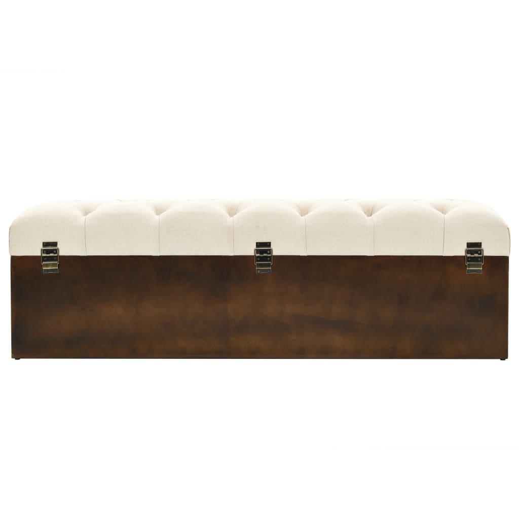 Storage Bench 110 cm Cream Solid Firwood and Fabric