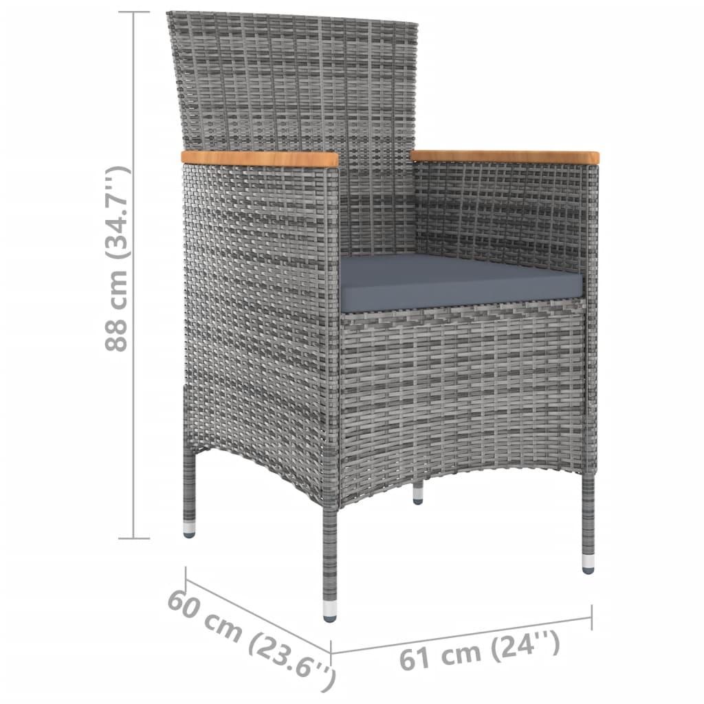 Garden Dining Chairs 4 pcs Poly Rattan Grey