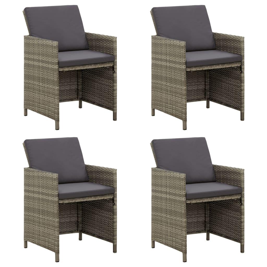 Garden Chairs with Cushions 4 pcs Poly Rattan Grey
