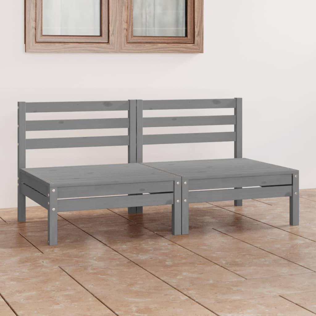 Garden 2-Seater Sofa Grey Solid Wood Pine