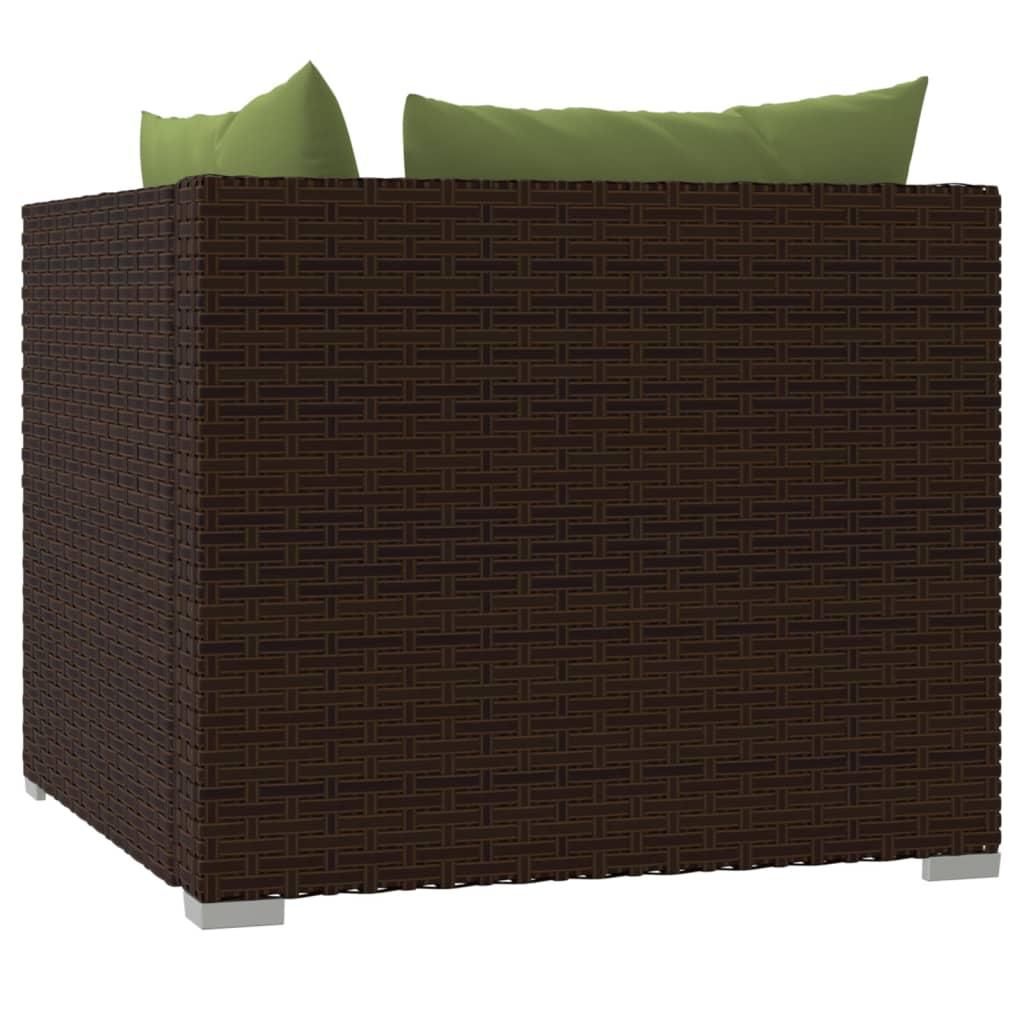 2-Seater Sofa with Cushions Brown Poly Rattan